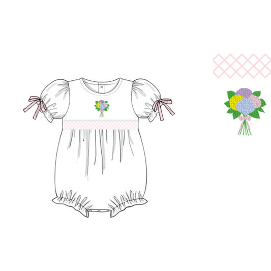 (Pre Order) No moq SR3555 pre-order baby girl clothes floral short sleeve romper-2025.11.14