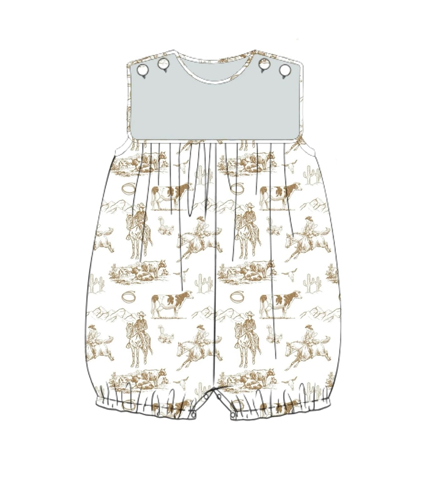 (Pre Order) No moq SR3562 pre-order baby boy clothes riding horse vest romper-2025.11.14