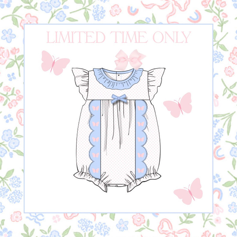 (Pre Order) No moq SR3568 pre-order baby girl clothes bow flying sleeve romper-2025.11.15