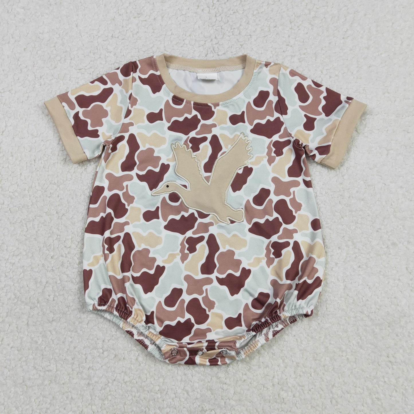RTS NO MOQ Sibling Baby boy clothes embroidery duck camouflage short-sleeved rompers