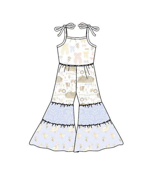 (Pre Order) No moq SR3586 PRE-ORDER baby girl clothes summer bow suspender jumpsuit -2025.11.18