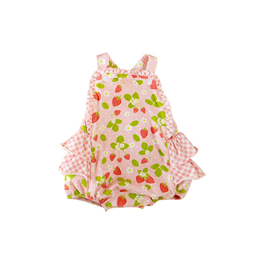 (Pre Order) No moq SR3595 pre-order baby girl clothes strawberry vest romper-2025.11.18
