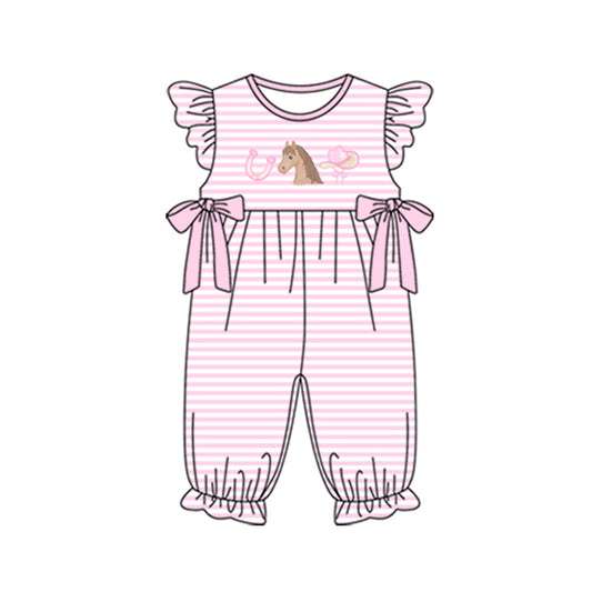 (Pre Order) No moq SR3597 pre-order baby girl clothes hat horse pink flying romper-2025.11.18