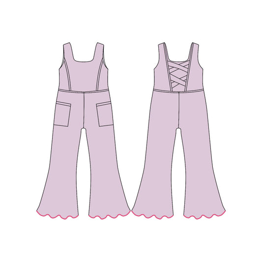 (Pre Order) No moq SR3601 PRE-ORDER baby girl clothes summer yoga suspender jumpsuit -2025.11.19