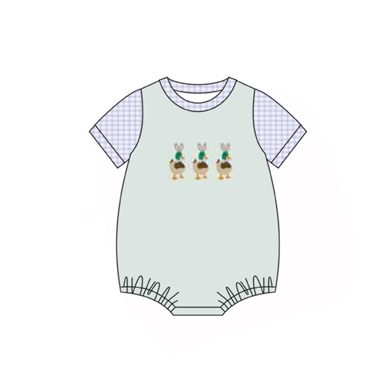 (Pre Order) No moq SR3630 pre-order baby boy clothes easter bunny duck short sleeve romper-2025.11.21