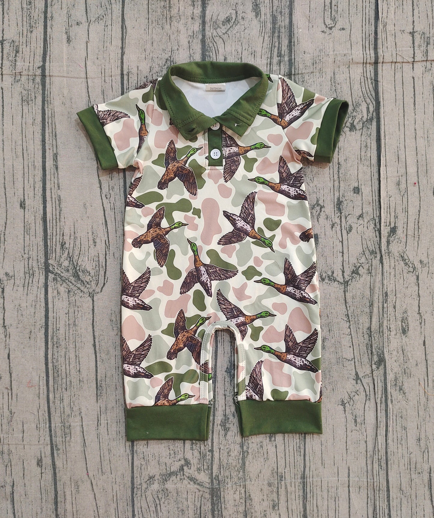 (Pre Order) No moq SR3634 pre-order baby boy clothes camouflage duck short sleeve romper-2025.12.7