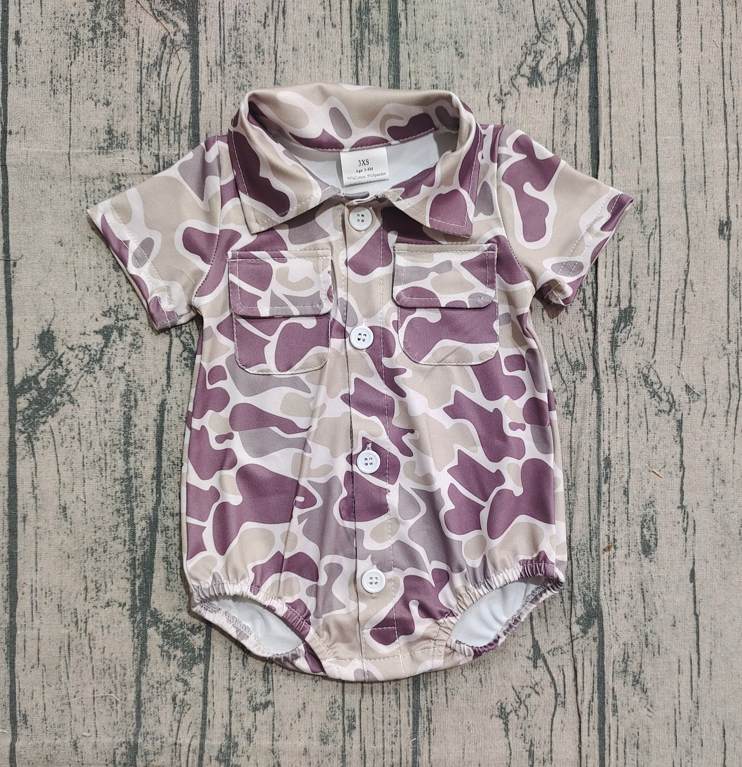 (Pre Order) No moq SR3652 pre-order baby boy clothes camouflage short sleeve romper-2025.12.3