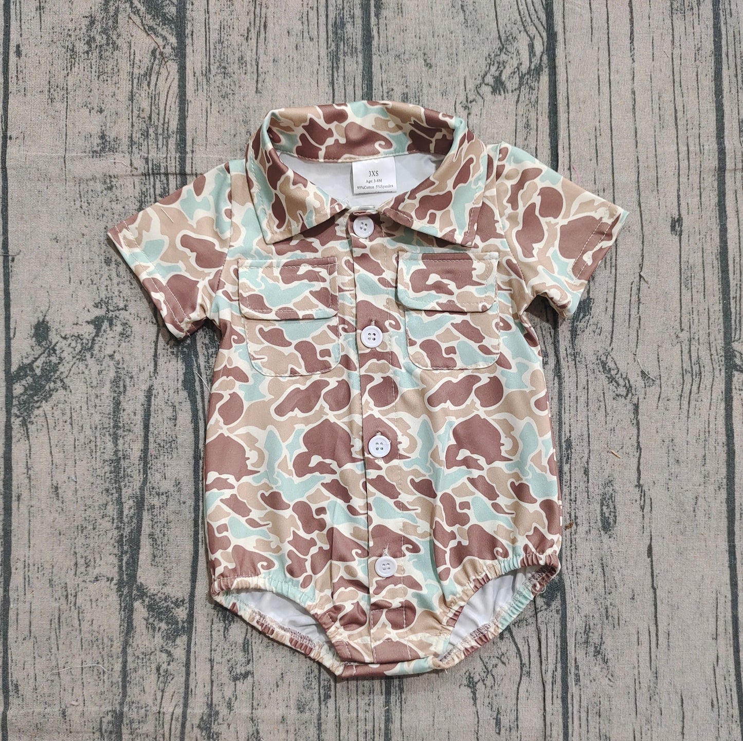 (Pre Order) No moq SR3655 pre-order baby boy clothes camouflage short sleeve romper-2025.12.3