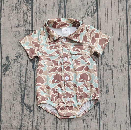 (Pre Order) No moq SR3655 pre-order baby boy clothes camouflage short sleeve romper-2025.12.3