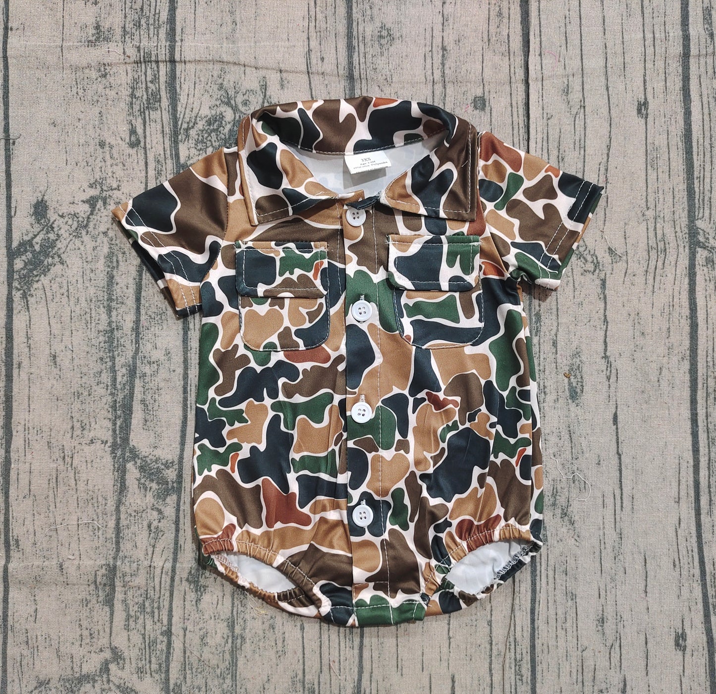 (Pre Order) No moq SR3656 pre-order baby boy clothes camouflage short sleeve romper-2025.12.3