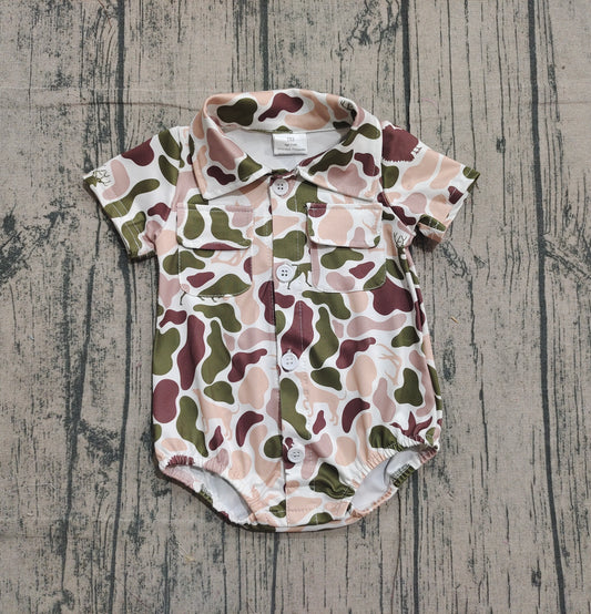 (Pre Order) No moq SR3657 pre-order baby boy clothes camouflage short sleeve romper-2025.12.3