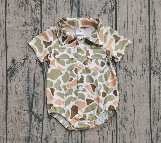 (Pre Order) No moq SR3658 pre-order baby boy clothes camouflage short sleeve romper-2025.12.3