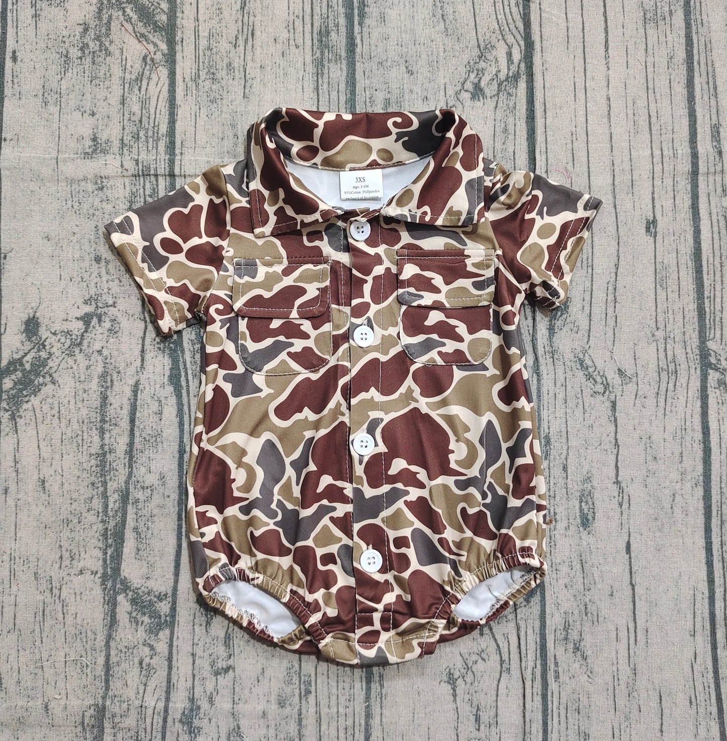 (Pre Order) No moq SR3659 pre-order baby boy clothes camouflage short sleeve romper-2025.12.3