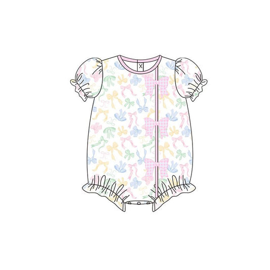 (Pre Order) No moq SR3672 pre-order baby girl clothes bow short sleeve romper-2025.11.24