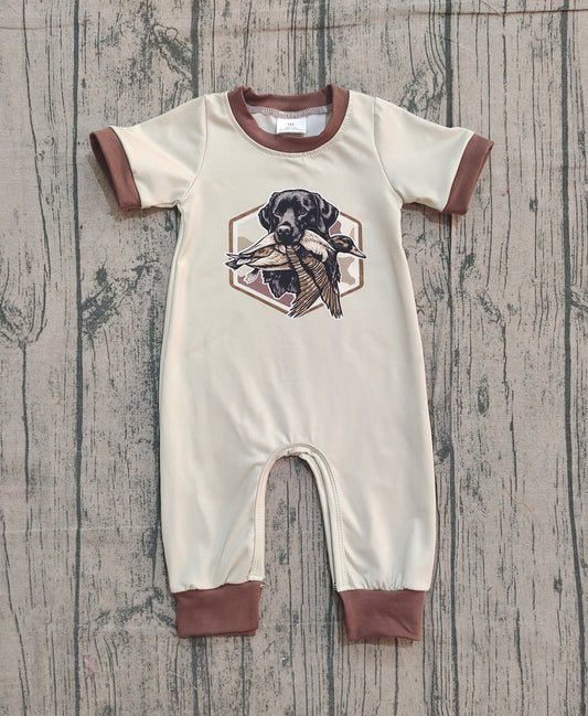 (Pre Order) No moq SR3680 pre-order baby boy clothes duck puppy short sleeve romper-2025.12.7