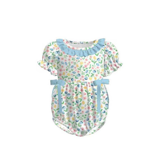 (Pre Order) No moq SR3691 pre-order baby girl clothes floral short sleeve romper-2025.11.25