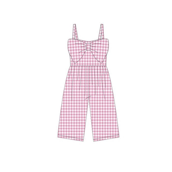 (Pre Order) No moq SR3694 PRE-ORDER baby girl clothes summer pink suspender jumpsuit -2025.11.26