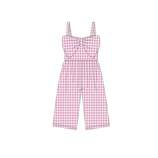 (Pre Order) No moq SR3694 PRE-ORDER baby girl clothes summer pink suspender jumpsuit -2025.11.26