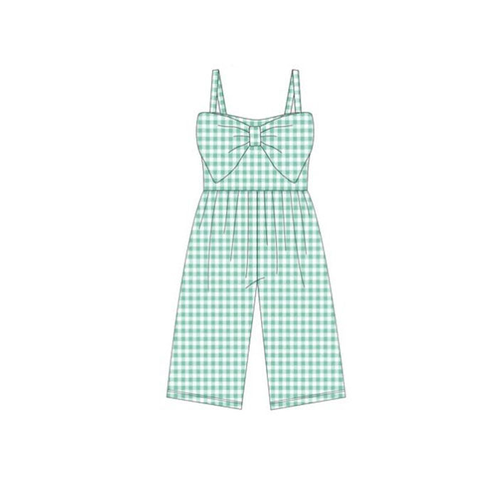 (Pre Order) No moq SR3696 PRE-ORDER baby girl clothes summer green suspender jumpsuit -2025.11.26