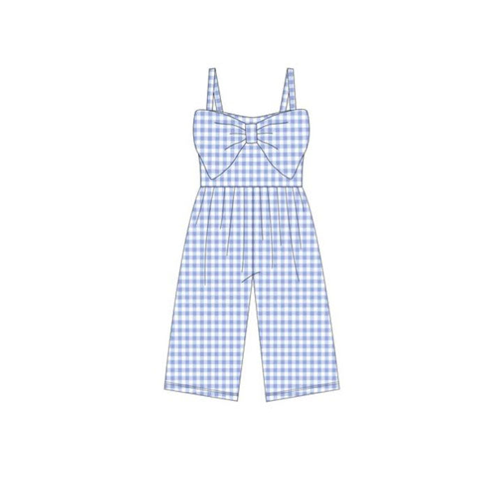 (Pre Order) No moq SR3697 PRE-ORDER baby girl clothes summer blue suspender jumpsuit -2025.11.26