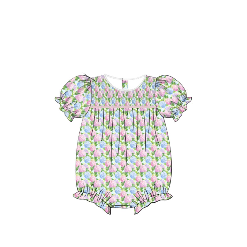 (Pre Order) No moq SR3699 pre-order baby girl clothes bow floral short sleeve romper-2025.11.26