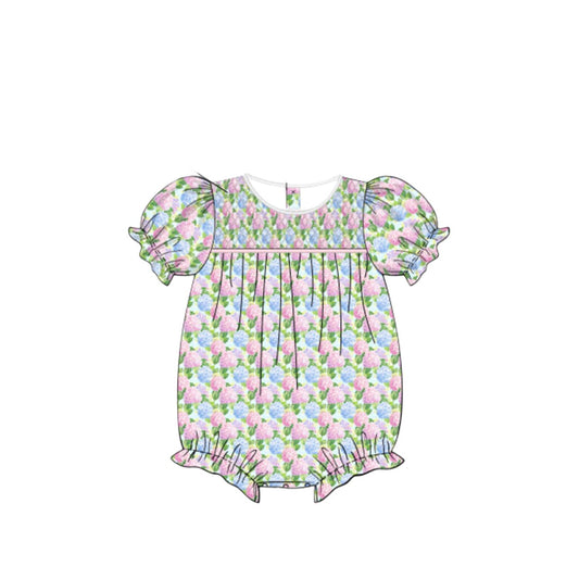 (Pre Order) No moq SR3699 pre-order baby girl clothes bow floral short sleeve romper-2025.11.26