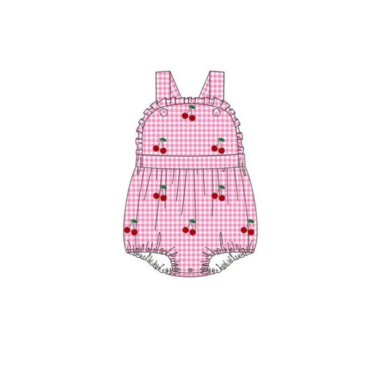 (Pre Order) No moq SR3701 pre-order baby girl clothes cherry vest romper-2025.11.26