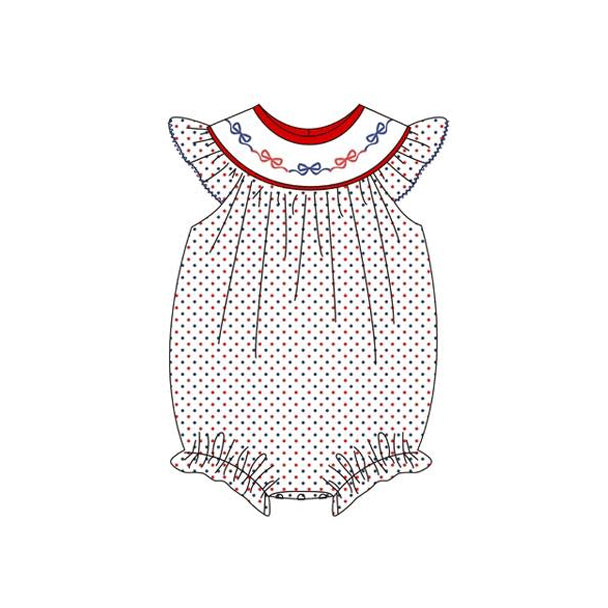 (Pre Order) No moq SR3706 pre-order baby girl clothes bow flying sleeve romper-2025.11.26