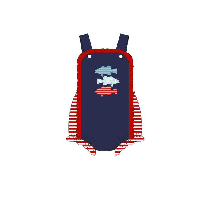 (Pre Order) No moq SR3707 pre-order baby boy clothes navy blue vest romper-2025.11.26