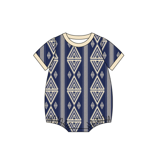 (Pre Order) No moq pre-order baby boy clothes geometric short sleeve romper-2025.11.27