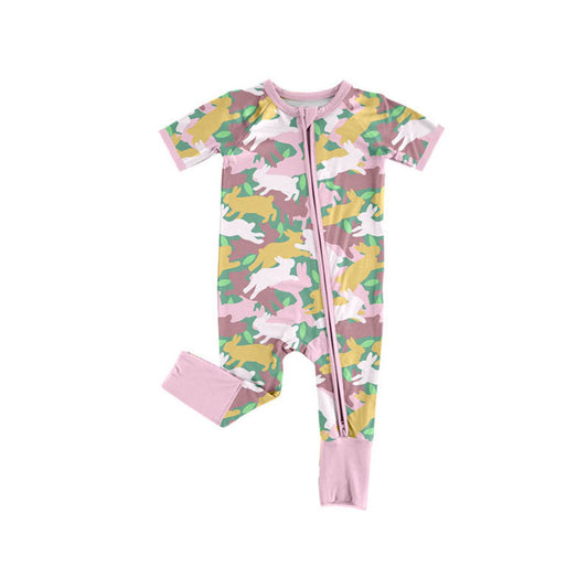 (Pre Order) No moq pre-order baby girl clothes bunny short sleeve romper-2025.11.27