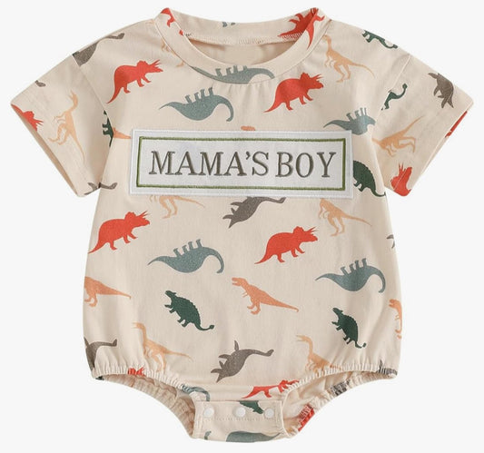 (Pre Order) No moq pre-order baby boy clothes MAMA dinosaur short sleeve romper-25.11.29