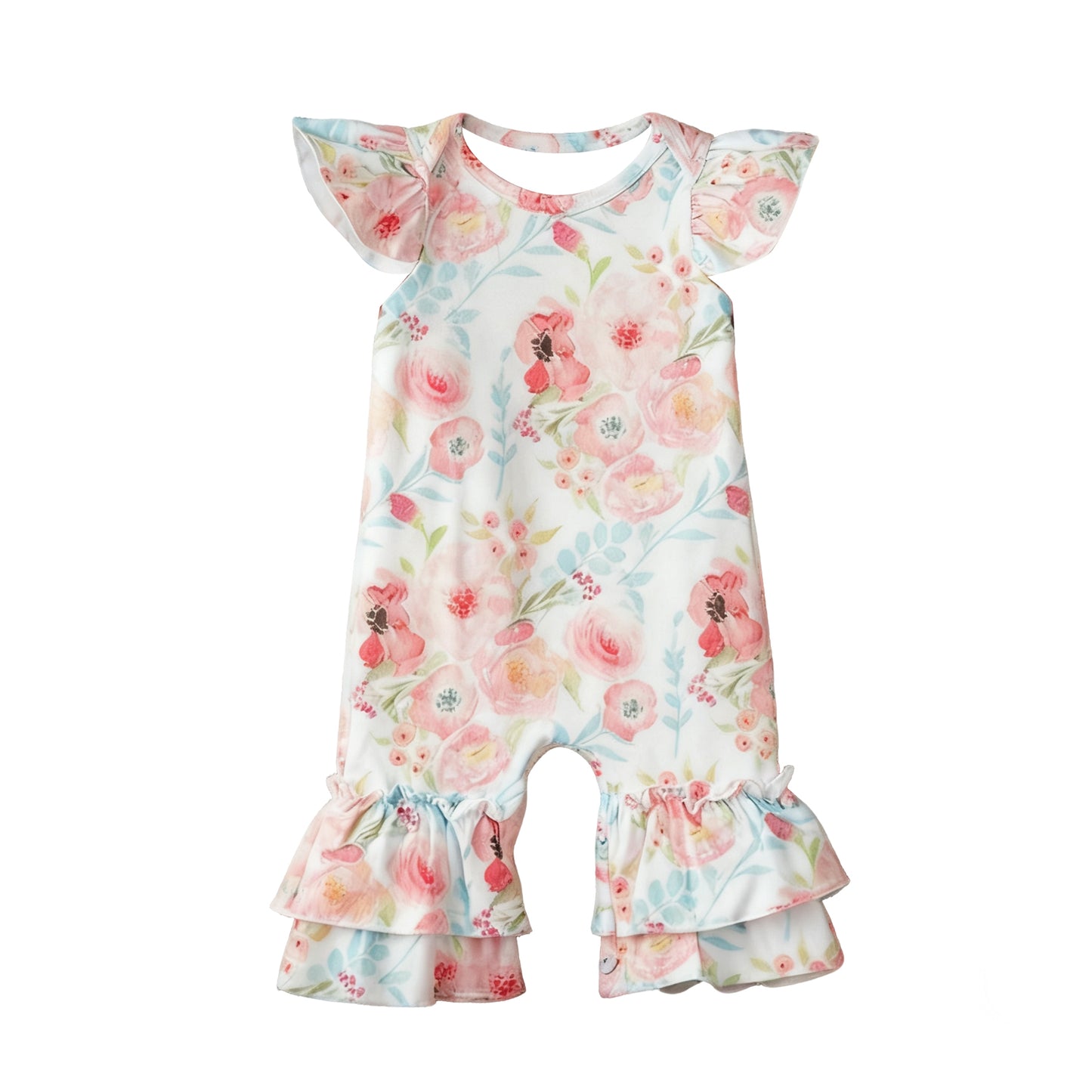 (Pre Order) No moq pre-order baby girl clothes floral flying sleeve romper-25.11.29