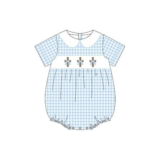 (Pre Order) No moq pre-order baby boy clothes easter blue short sleeve romper-25.12.5
