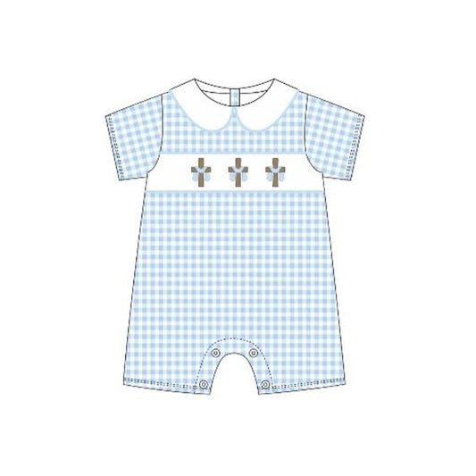 (Pre Order) No moq pre-order baby boy clothes easter blue short sleeve romper-25.12.5