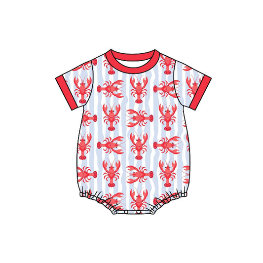(Pre Order) No moq pre-order baby boy clothes lobster red short sleeve romper-25.12.5