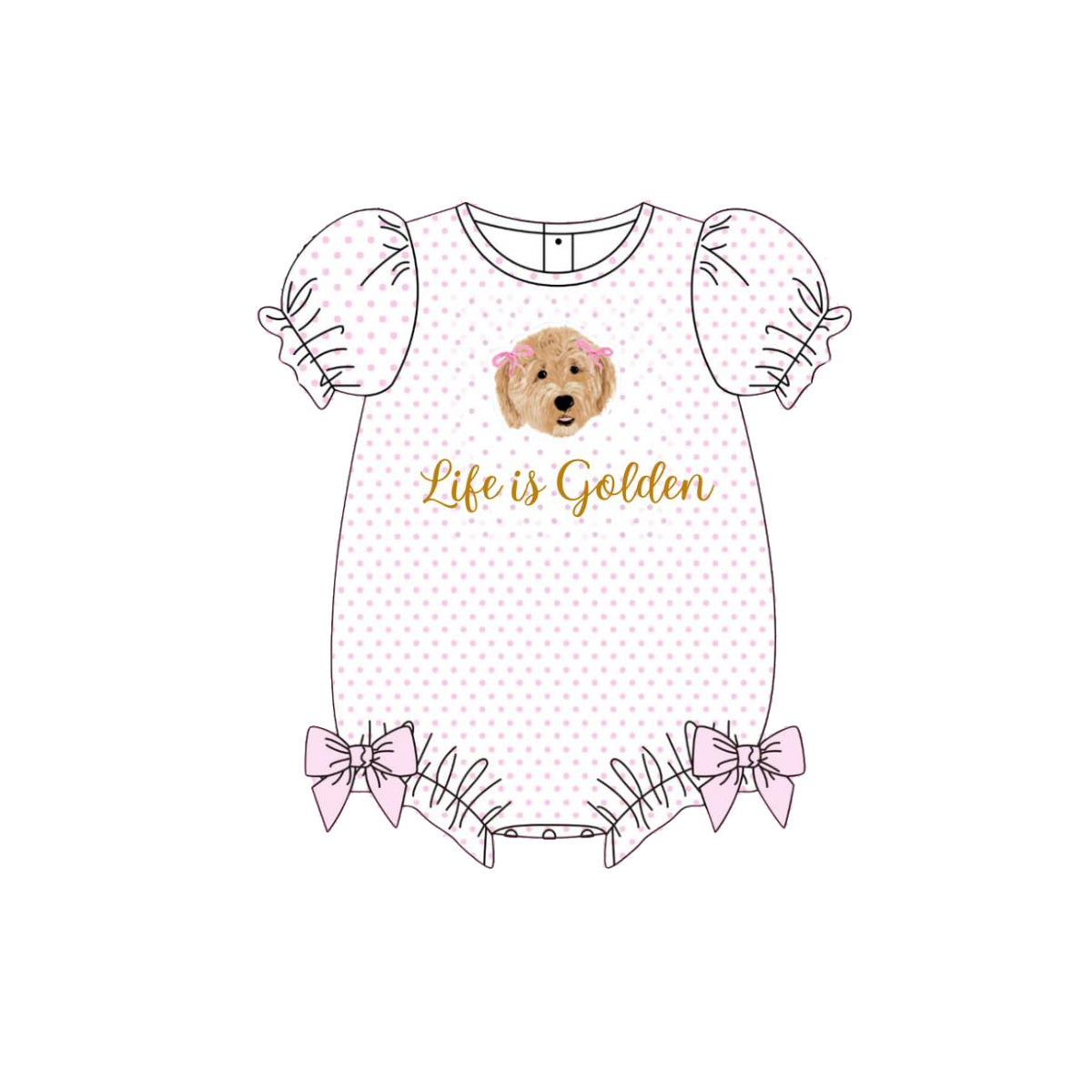 (Pre Order) No moq pre-order baby girl clothes puppy short sleeve romper-25.12.8