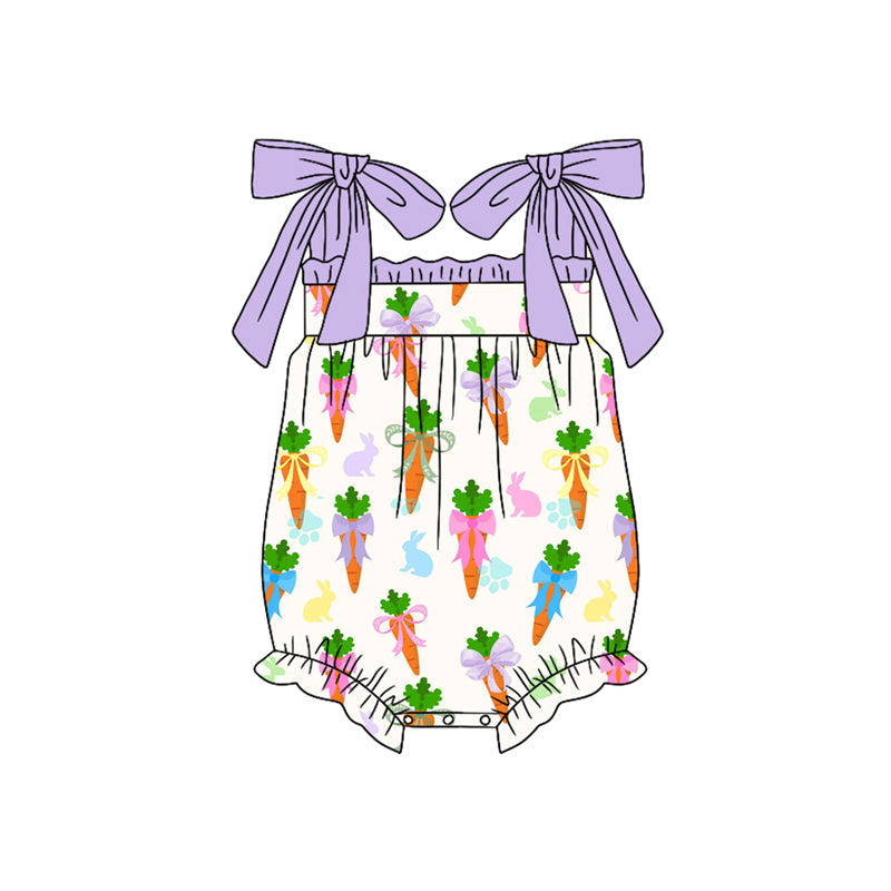 (Pre Order) No moq pre-order baby girl clothes easter carrot bow vest romper-25.12.26