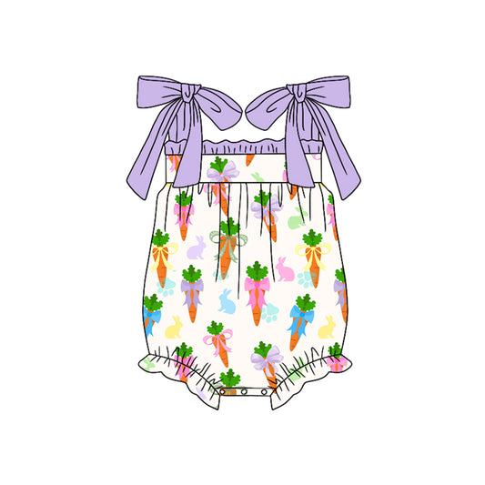 (Pre Order) No moq pre-order baby girl clothes easter carrot bow vest romper-25.12.26