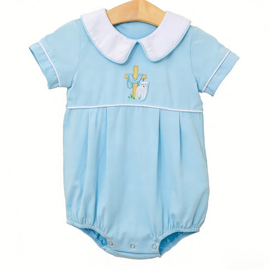 (Pre Order) No moq SR4000 pre-order baby girl clothes easter short sleeve romper-26.1.17