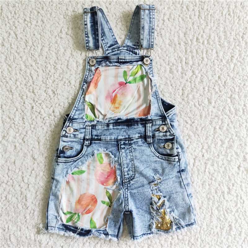 RTS NO MOQ baby girl clothes cow print denim overbell