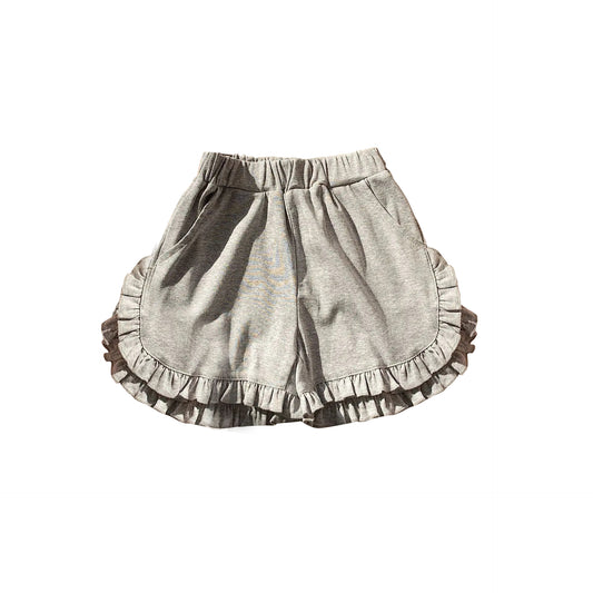 SS0233 pre-order toddler clothes grey ruffle baby girl summer shorts