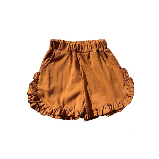 SS0237 pre-order toddler clothes brown ruffle baby girl summer shorts