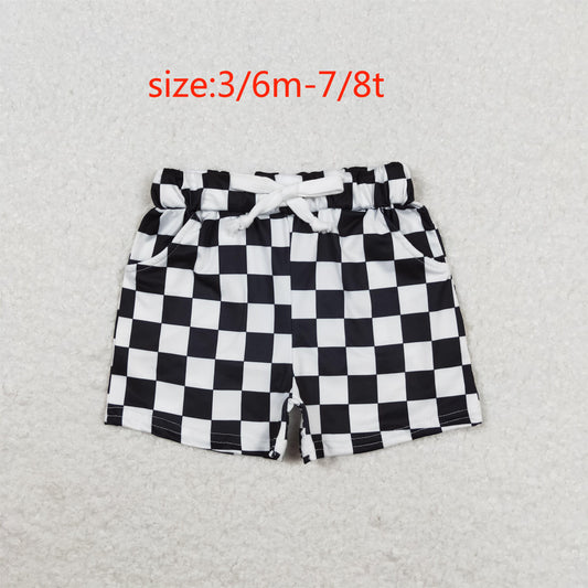 RTS NO MOQ（In Stock) SS0273 Black and white plaid pocket shorts