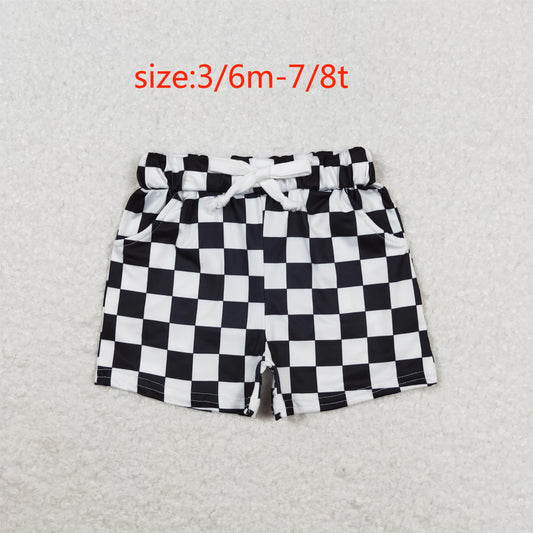 rts no moq SS0273 Black and white plaid pocket shorts