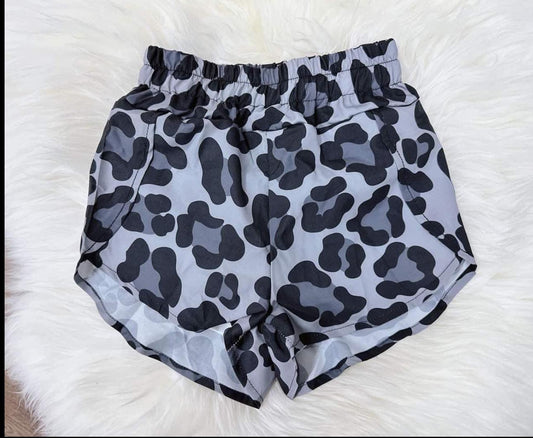 NO MOQ SS0379 pre-order baby girls clothes leopard gray and black shorts-24.10.15