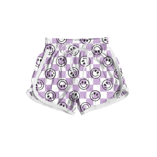 NO MOQ SS0404 pre-order adult clothes adult women purple smiley summer shorts-2024.11.13