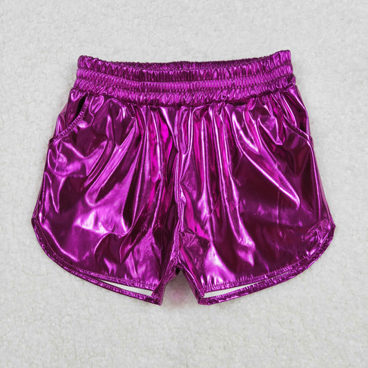 RTS NO MOQ ETA 5/7days arrived SS0412 Glossy leather dark purple shorts