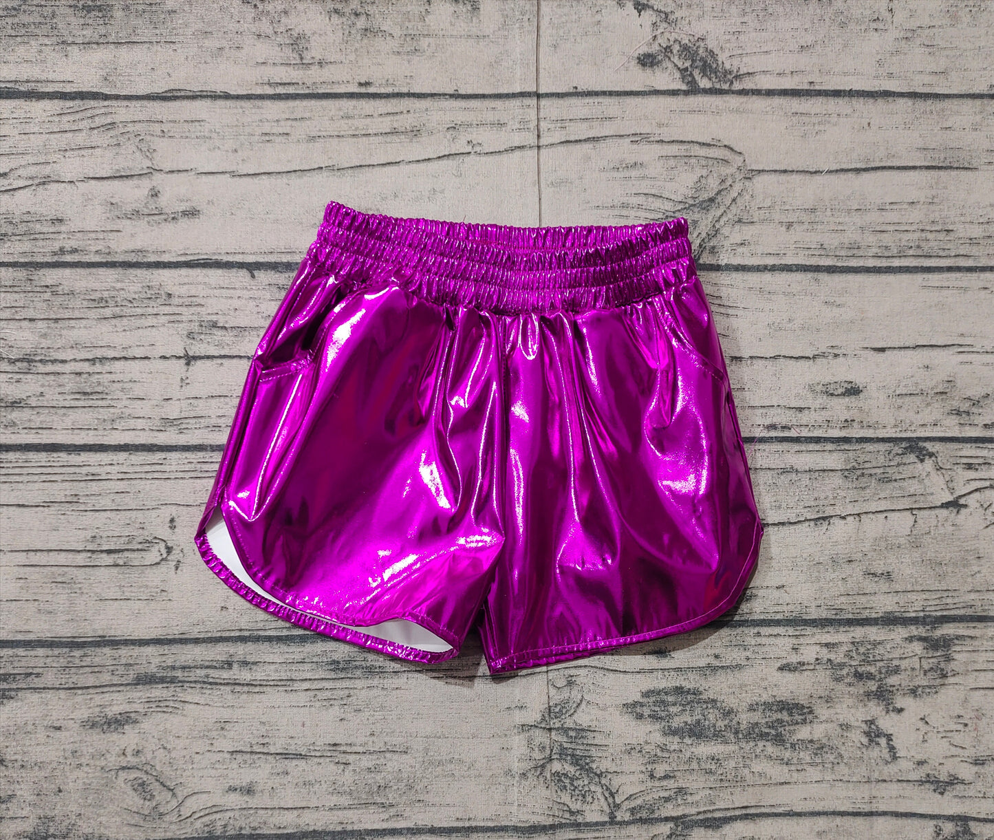 NO MOQ SS0412 pre-order baby girls clothes dark purple shiny leather shorts