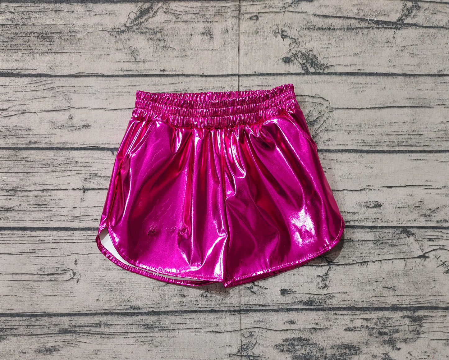 NO MOQ SS0414 pre-order baby girls clothes rose red shiny leather shorts